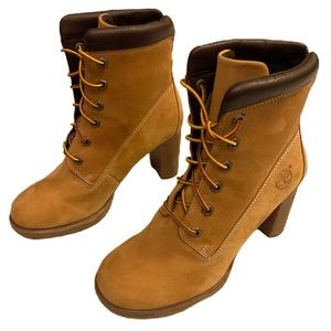 TIMBERLAND Anime Wheat Nubuck Suede Leather Heeled Boots Size 6